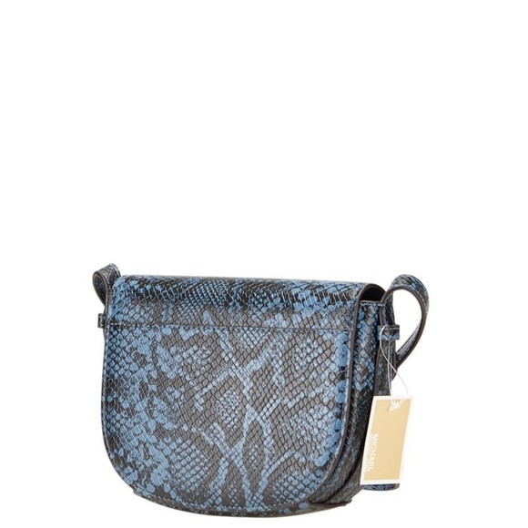 Michael Kors Python Embossed MK Logo Crossbody Shoulder Bag 35S4S6RC1Y Blue - Picture 2 of 10